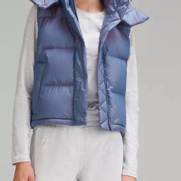 (1HR SALE!❤️) Lululemon Wunder Puff Cropped Vest *heathered wild indigo - Picture 4 of 15